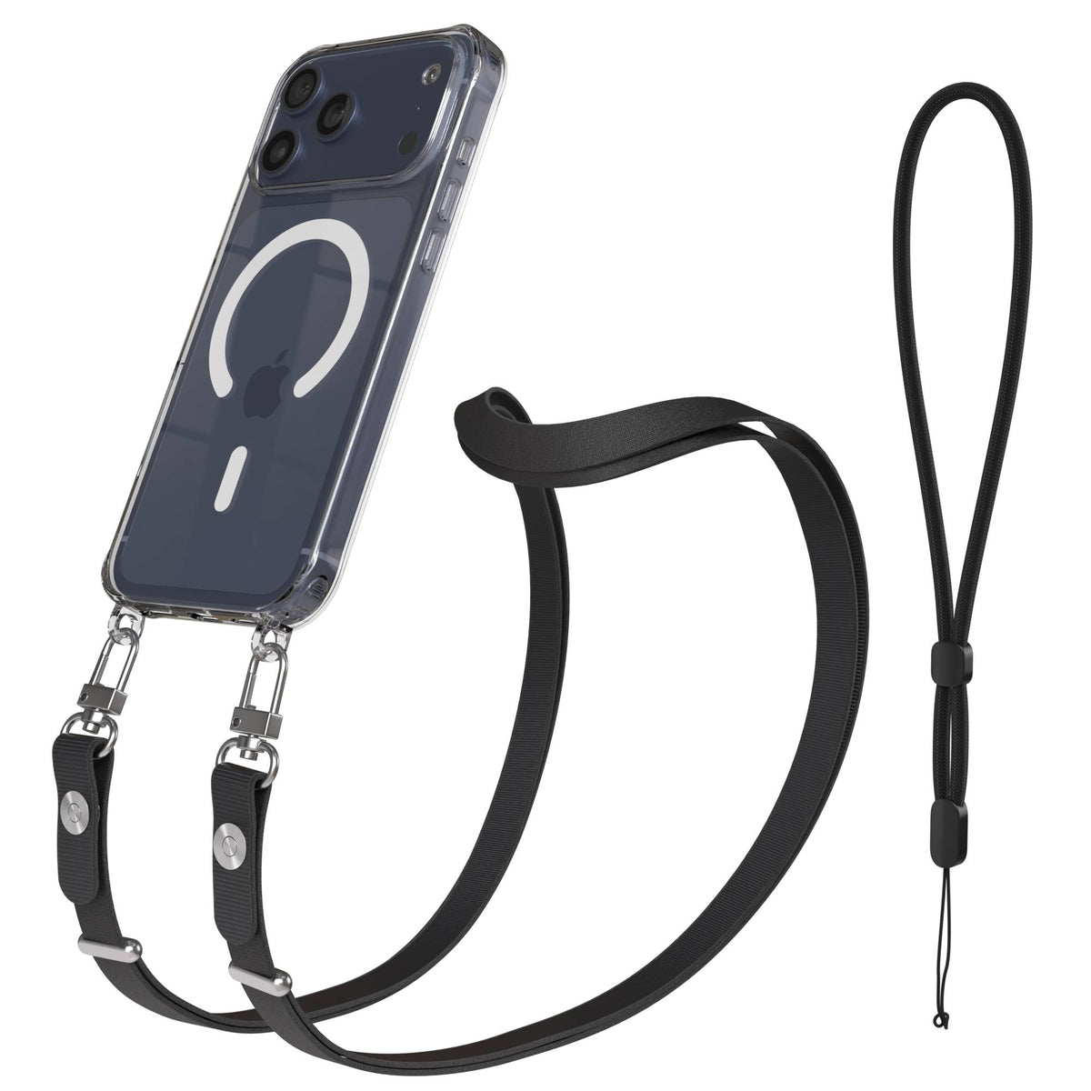 iPhone 17 Pro Max MagSafe Hülle mit magnetischem Crossbody-Umhängeband #farbe_schwarz-magsafe-funktion-mit-magsafe