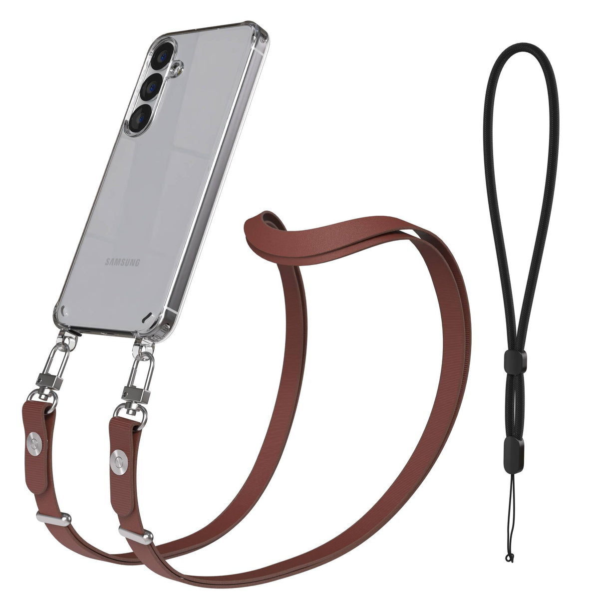 Samsung Galaxy S25 MagSafe Schutzhülle mit magnetischer Crossbody Handykette #farbe_braun-magsafe-funktion-ohne-magsafe