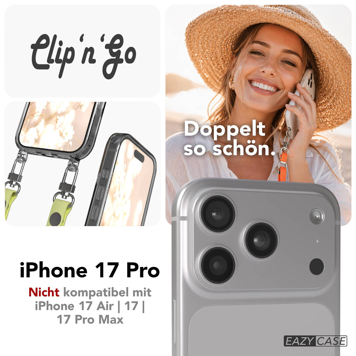 Apple iPhone 17 Pro MagSafe Hülle mit magnetischer Crossbody Handykette #farbe_gelb-magsafe-funktion-mit-magsafe