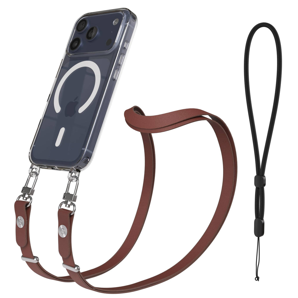 Apple iPhone 17 Pro MagSafe Hülle mit magnetischer Crossbody Handykette #farbe_braun-magsafe-funktion-mit-magsafe