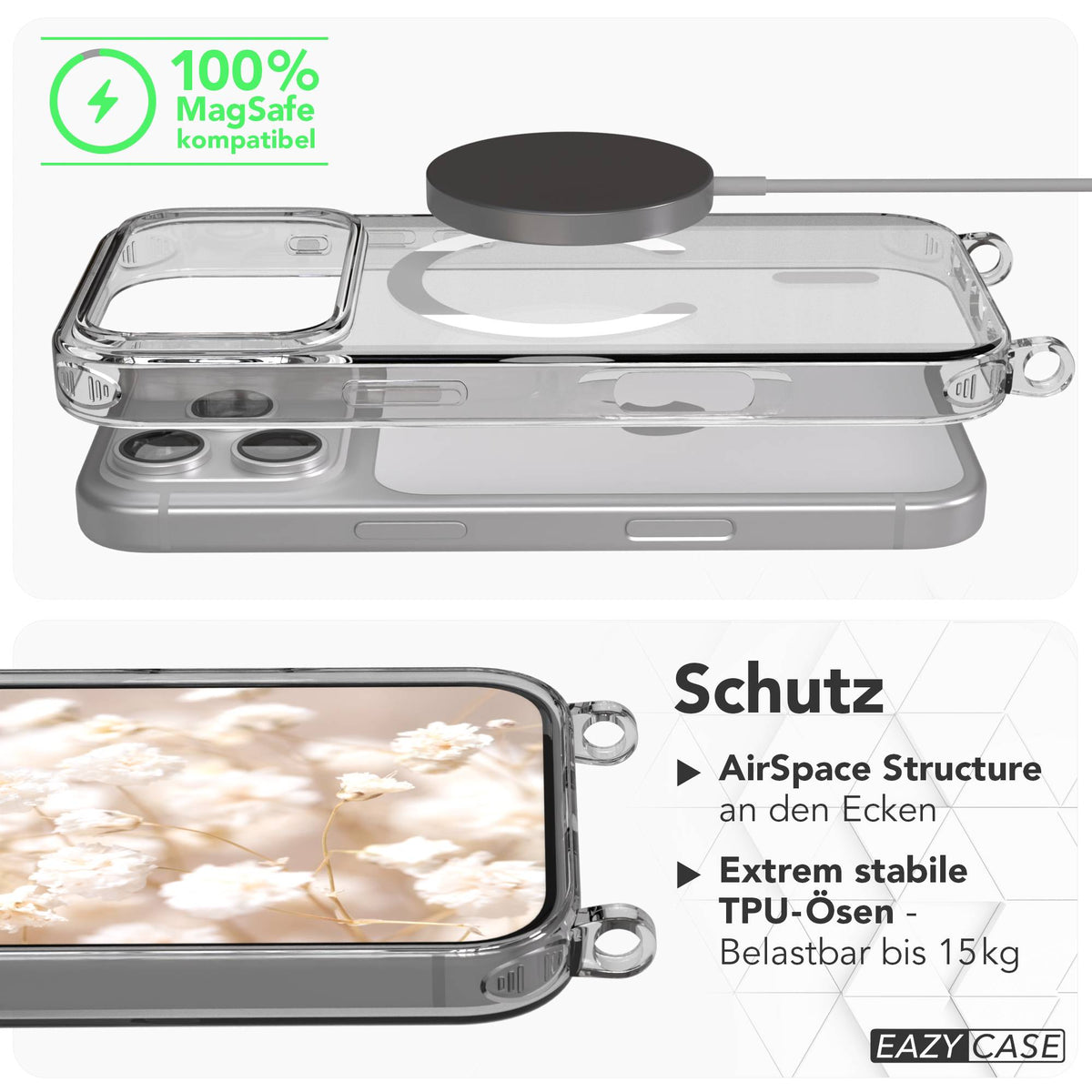 Apple iPhone 17 Pro MagSafe Hülle mit magnetischer Crossbody Handykette #farbe_braun-magsafe-funktion-mit-magsafe
