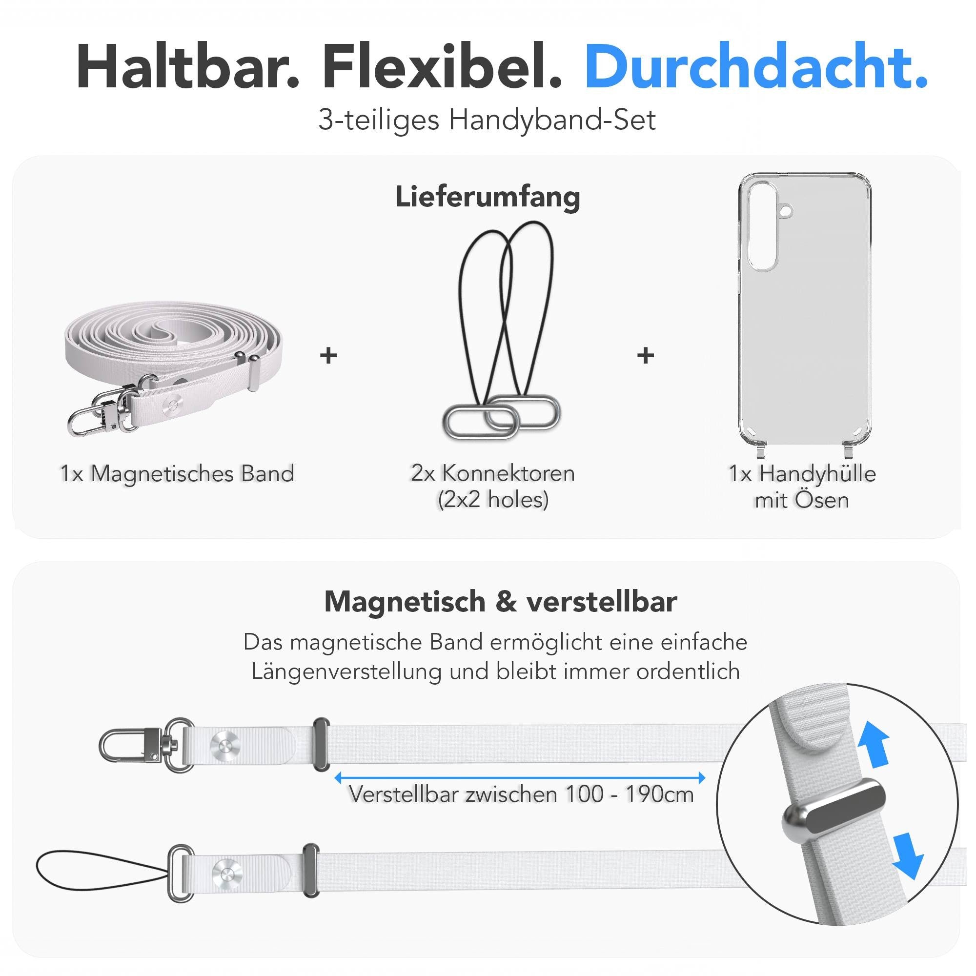 Samsung Galaxy S25 Plus MagSafe Hülle mit magnetischer Crossbody Handykette #farbe_grau-magsafe-funktion-mit-magsafe