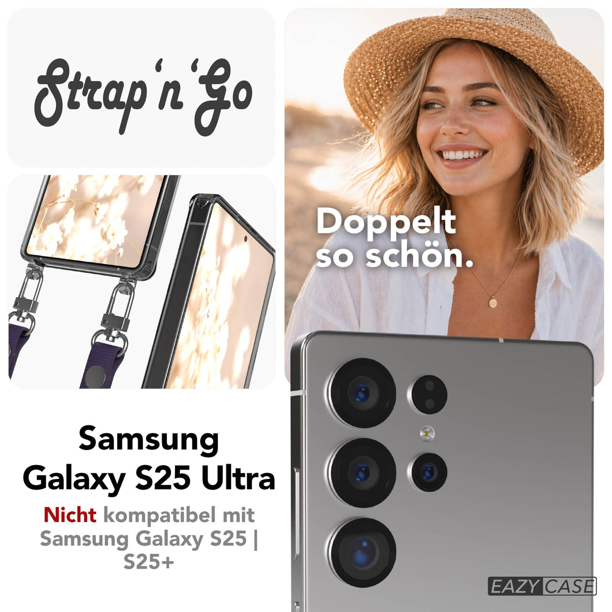 Samsung Galaxy S25 Ultra MagSafe Hülle mit magnetischer Crossbody Handykette #farbe_lila-magsafe-funktion-ohne-magsafe