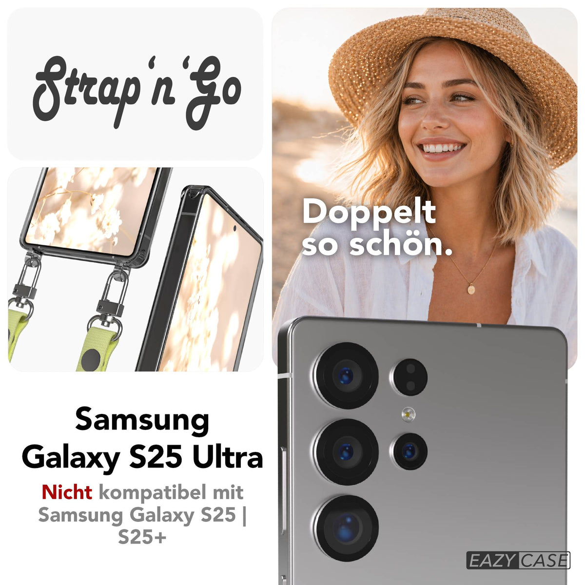 Samsung Galaxy S25 Ultra MagSafe Hülle mit magnetischer Crossbody Handykette #farbe_gelb-magsafe-funktion-ohne-magsafe