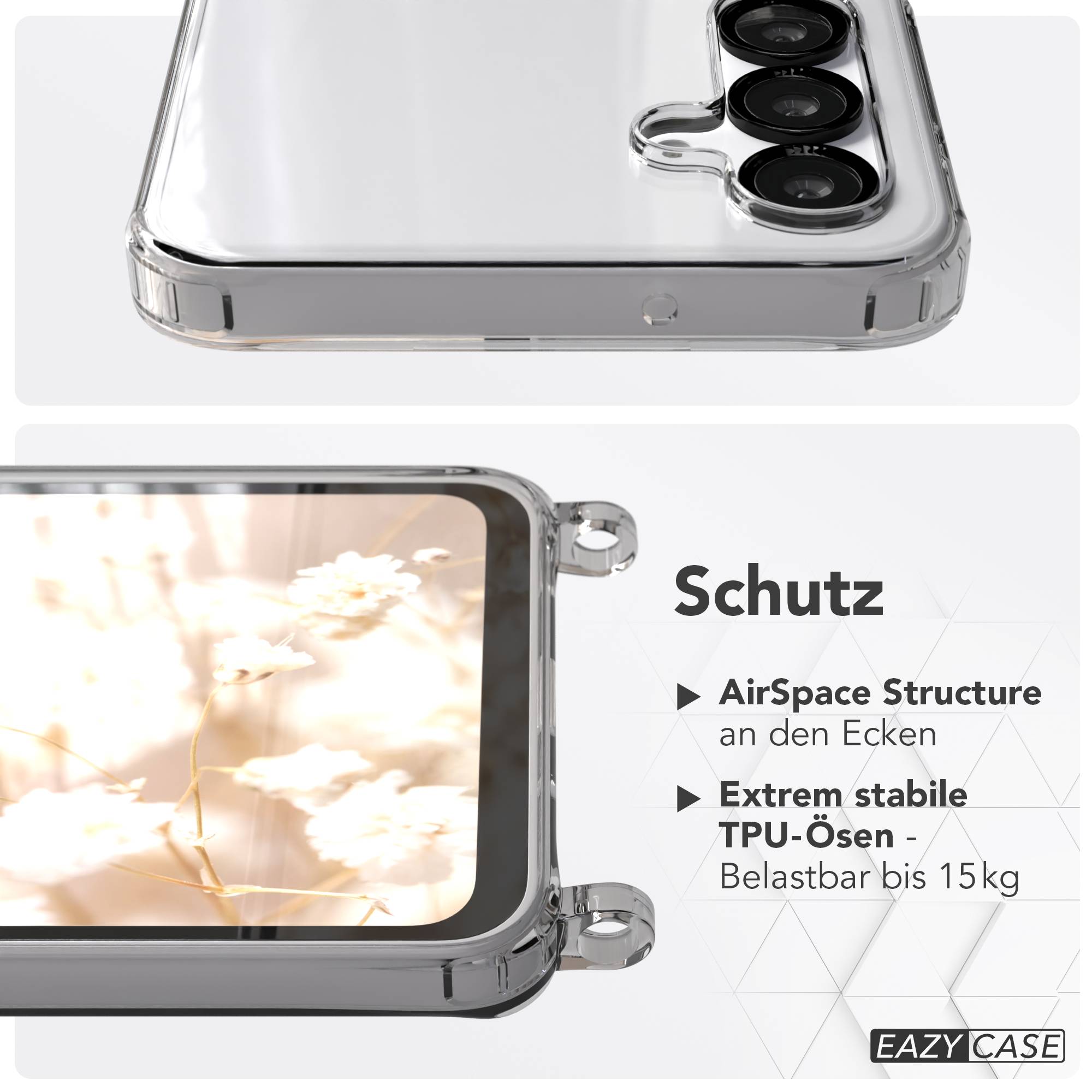Samsung Galaxy A16 MagSafe Hülle mit magnetischer Crossbody Handykette im Set #farbe_schwarz-magsafe-funktion-mit-magsafe