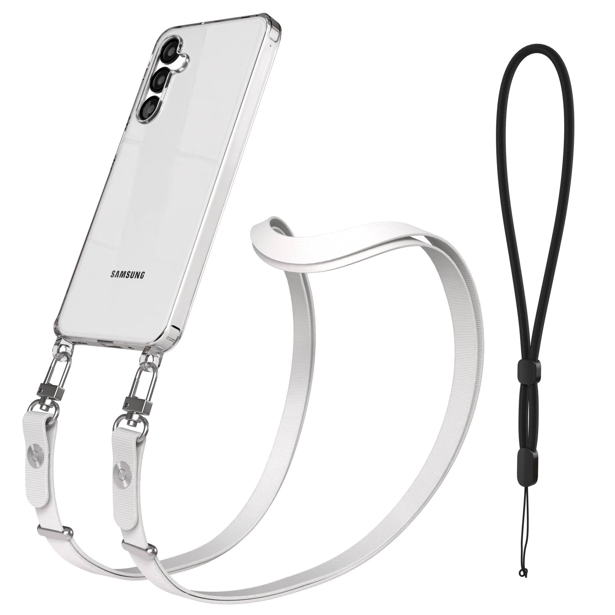Samsung Galaxy A16 MagSafe Hülle mit magnetischer Crossbody Handykette im Set #farbe_grau-magsafe-funktion-ohne-magsafe