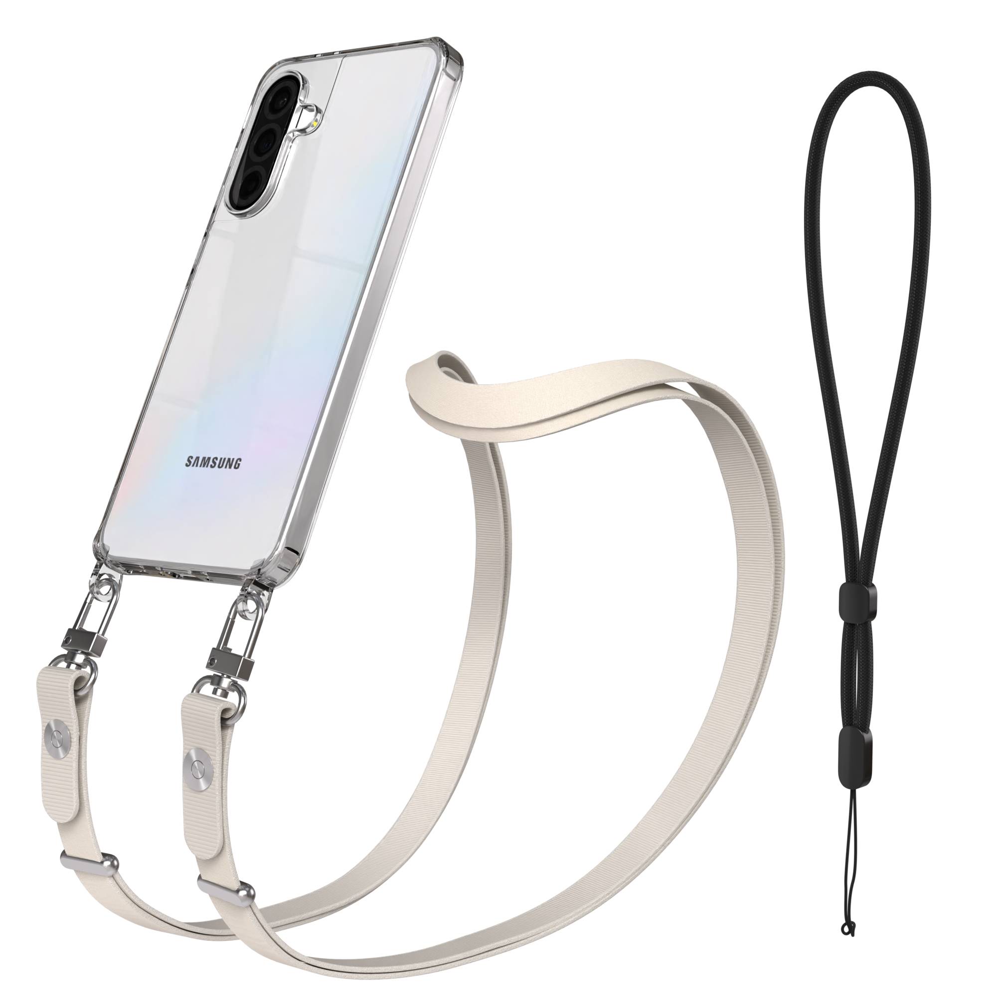 Samsung Galaxy A36 MagSafe Hülle mit magnetischer Crossbody Handykette #farbe_taupe-magsafe-funktion-ohne-magsafe