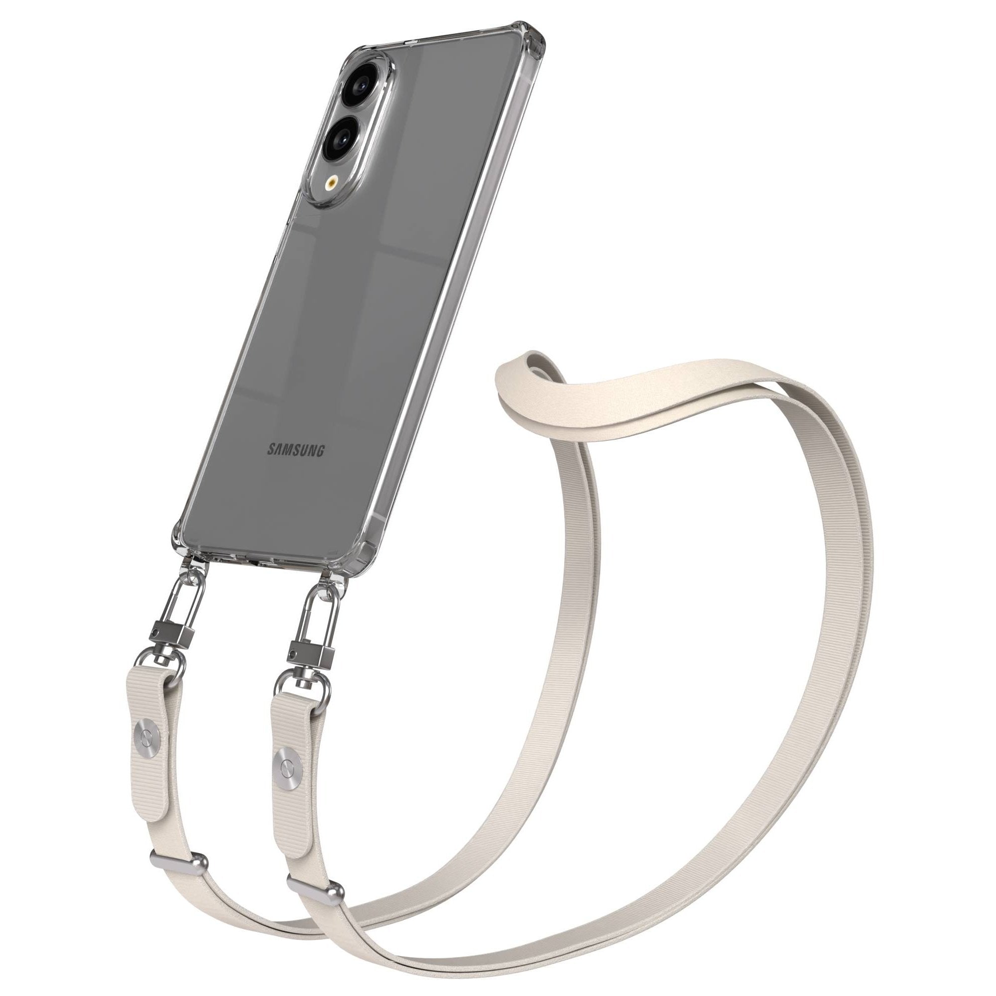Samsung Galaxy S25 Edge MagSafe Hülle mit magnetischer Crossbody Handykette #farbe_taupe-magsafe-funktion-mit-magsafe