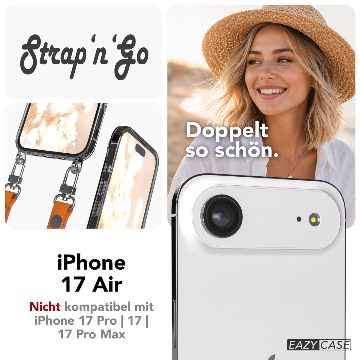 iPhone Air MagSafe Hülle mit magnetischem Crossbody-Umhängeband als Set #farbe_orange-magsafe-funktion-ohne-magsafe