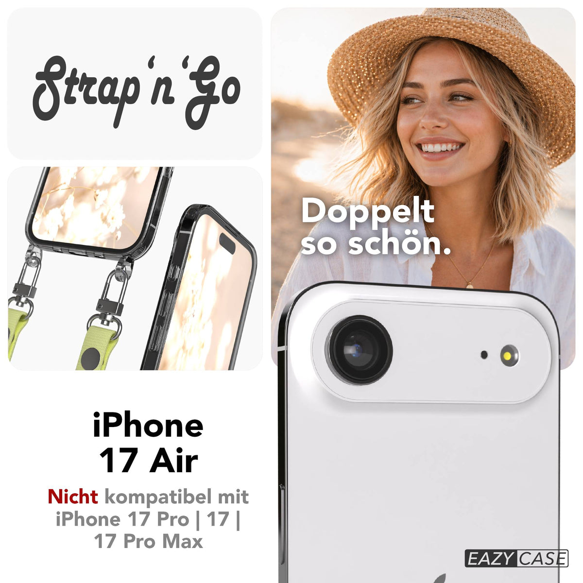 iPhone Air MagSafe Hülle mit magnetischem Crossbody-Umhängeband als Set #farbe_gelb-magsafe-funktion-ohne-magsafe