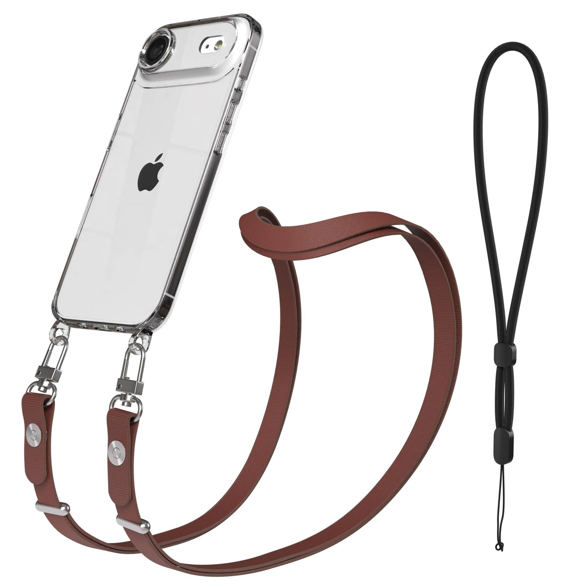 iPhone Air MagSafe Hülle mit magnetischem Crossbody-Umhängeband als Set #farbe_braun-magsafe-funktion-ohne-magsafe