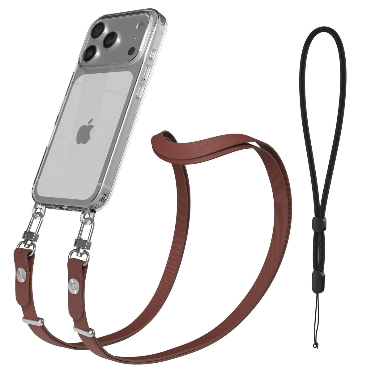 Apple iPhone 17 Pro MagSafe Hülle mit magnetischer Crossbody Handykette #farbe_braun-magsafe-funktion-ohne-magsafe