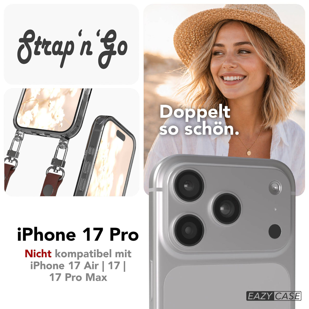 Apple iPhone 17 Pro MagSafe Hülle mit magnetischer Crossbody Handykette #farbe_braun-magsafe-funktion-ohne-magsafe