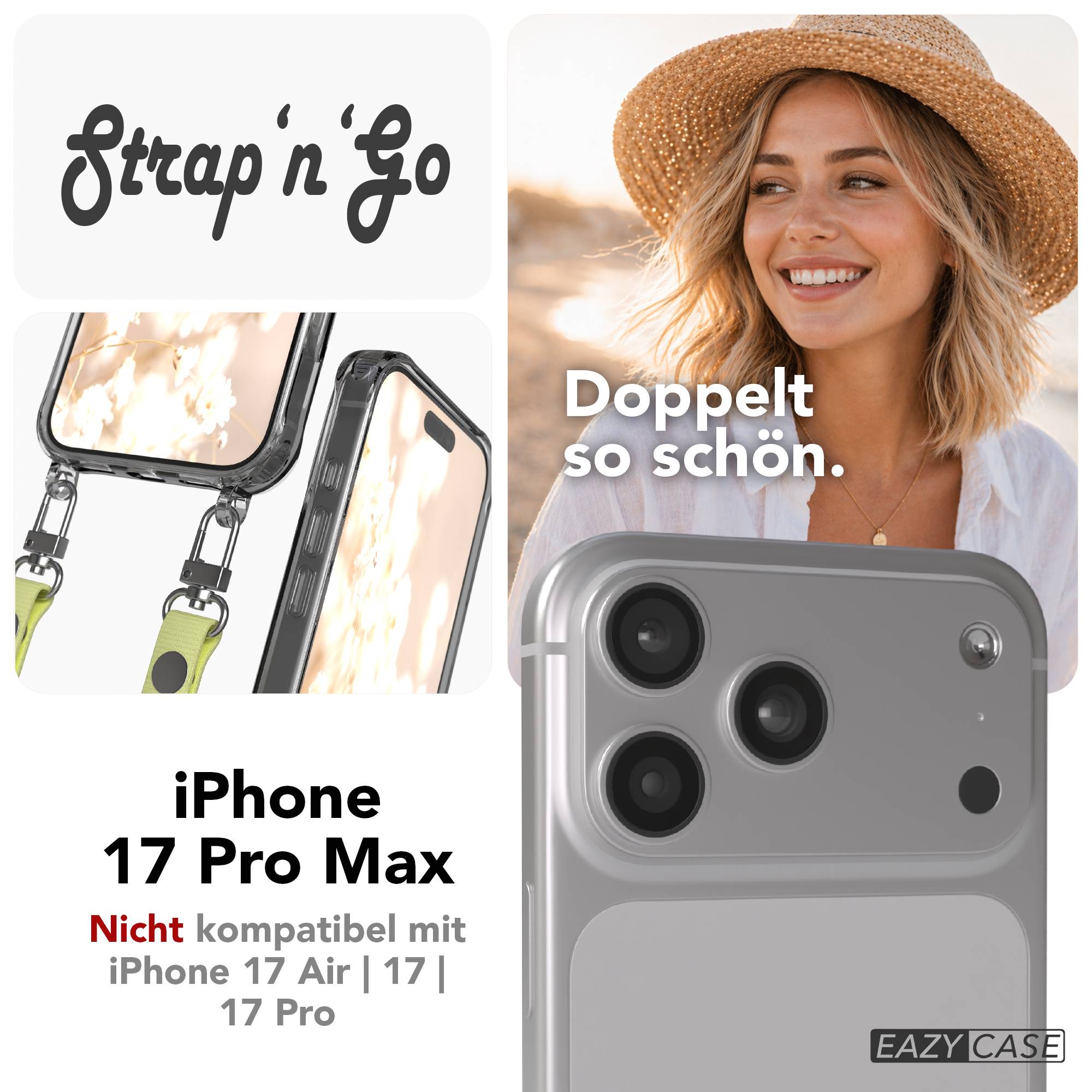 iPhone 17 Pro Max MagSafe Hülle mit magnetischem Crossbody-Umhängeband #farbe_gelb-magsafe-funktion-ohne-magsafe