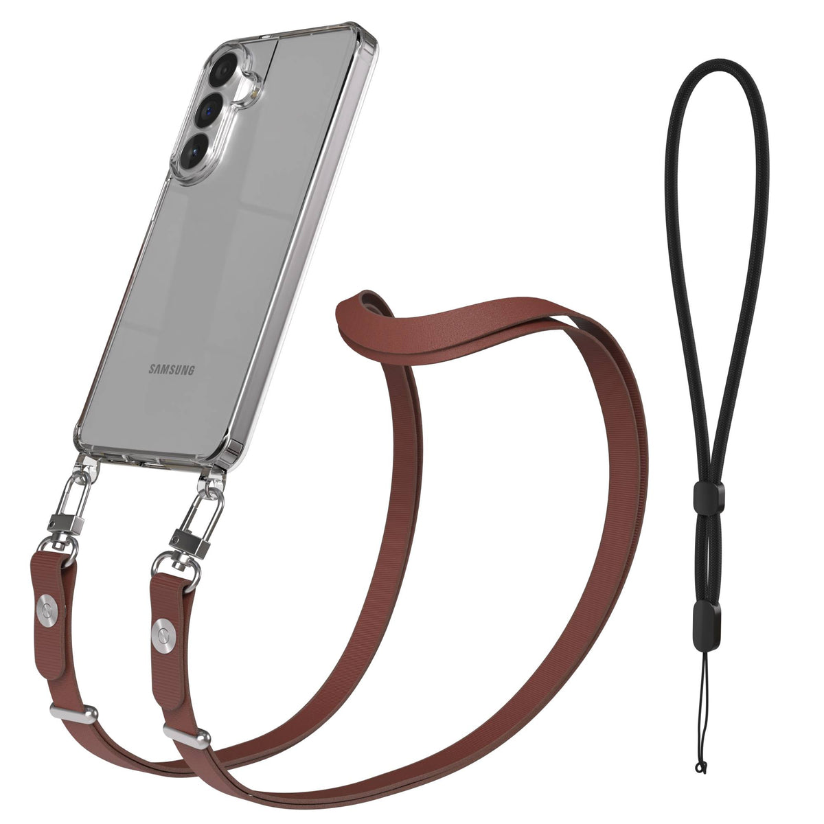 Samsung Galaxy S26 Plus MagSafe Schutzhülle mit magnetischer Crossbody-Handykette #farbe_braun-magsafe-funktion-ohne-magsafe