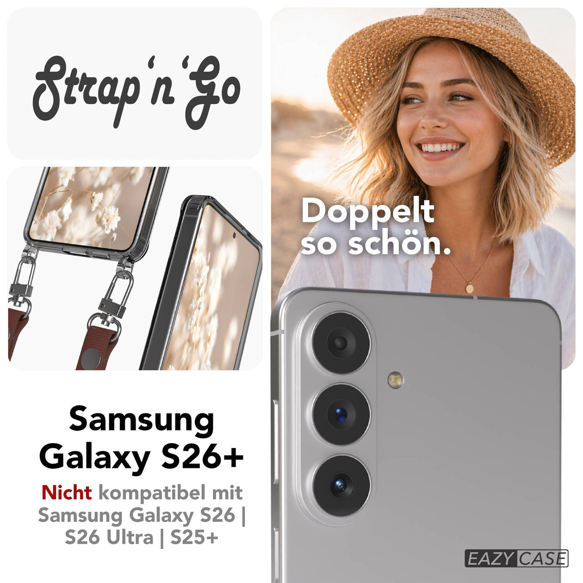 Samsung Galaxy S26 Plus MagSafe Schutzhülle mit magnetischer Crossbody-Handykette #farbe_braun-magsafe-funktion-ohne-magsafe