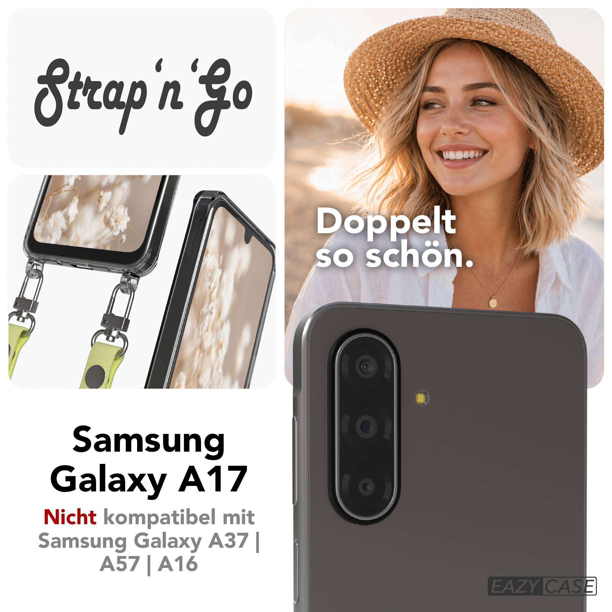 Samsung Galaxy A17 MagSafe Hülle mit magnetischer Crossbody Handykette #farbe_gelb-magsafe-funktion-ohne-magsafe
