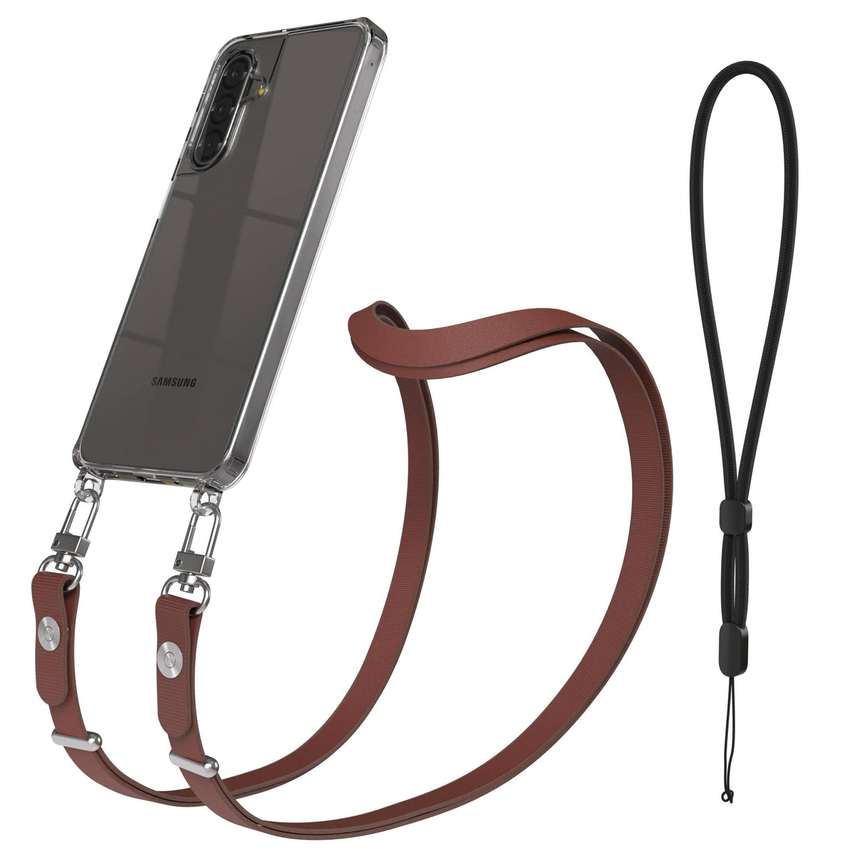 Samsung Galaxy A17 MagSafe Hülle mit magnetischer Crossbody Handykette #farbe_braun-magsafe-funktion-ohne-magsafe
