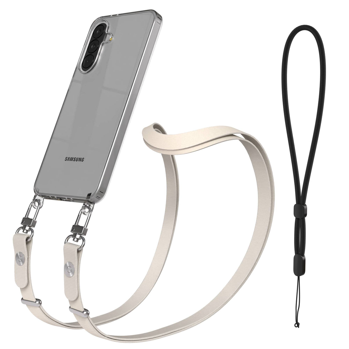 Samsung Galaxy A37 MagSafe Schutzhülle mit magnetischer Crossbody Handykette #farbe_taupe-magsafe-funktion-ohne-magsafe