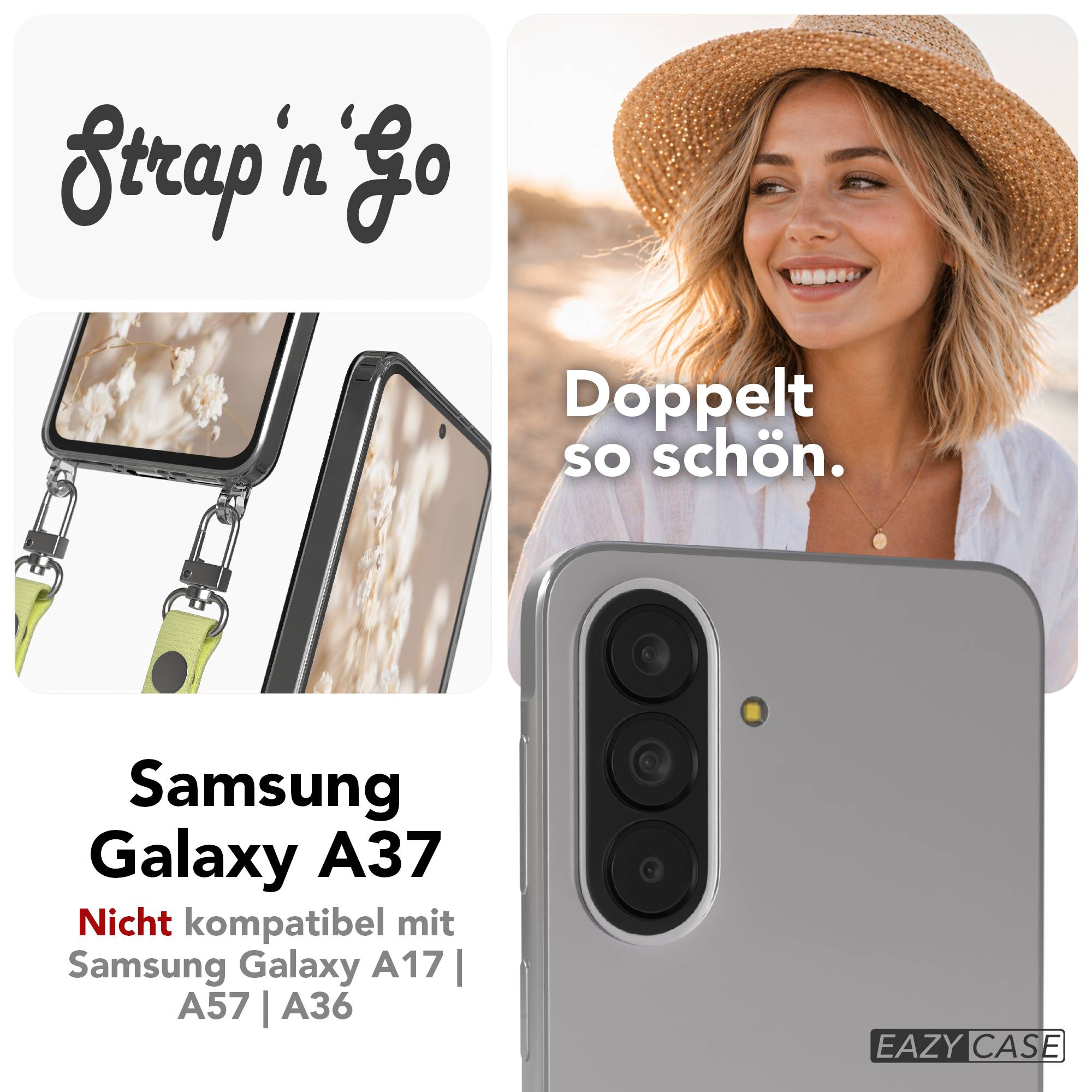 Samsung Galaxy A37 MagSafe Schutzhülle mit magnetischer Crossbody Handykette #farbe_gelb-magsafe-funktion-ohne-magsafe