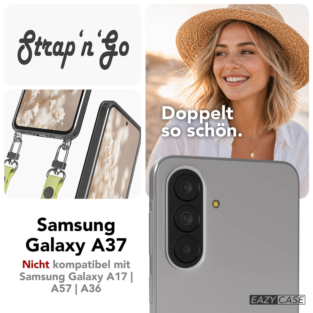 Samsung Galaxy A37 MagSafe Schutzhülle mit magnetischer Crossbody Handykette #farbe_gelb-magsafe-funktion-ohne-magsafe