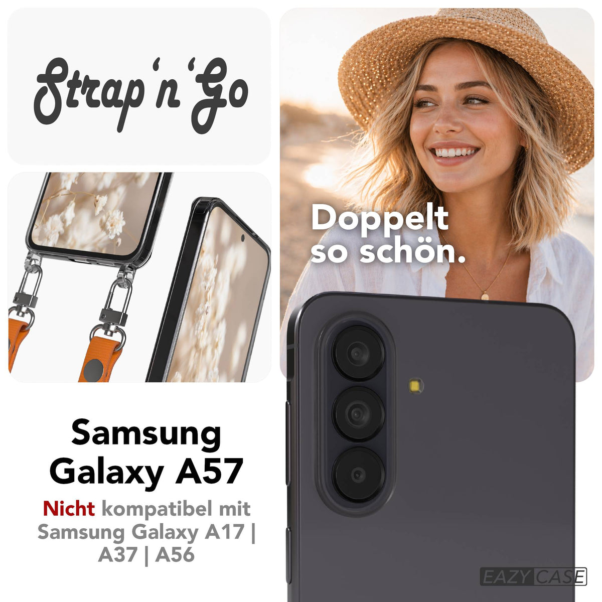 Samsung Galaxy A57 MagSafe Schutzhülle mit magnetischer Crossbody Handykette #farbe_orange-magsafe-funktion-ohne-magsafe