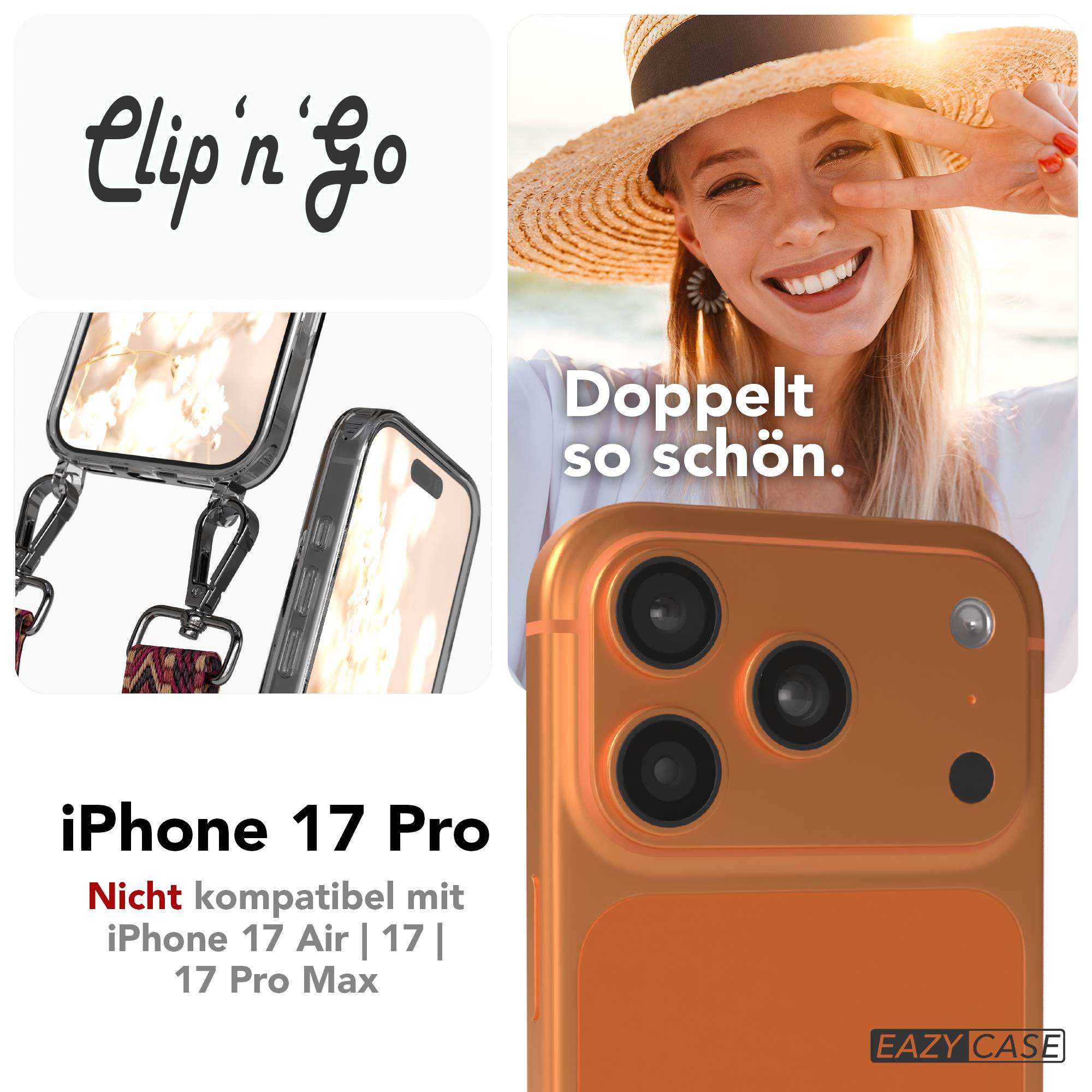 Apple iPhone 17 Pro MagSafe Hülle mit verstellbarem Boho Umhängeband