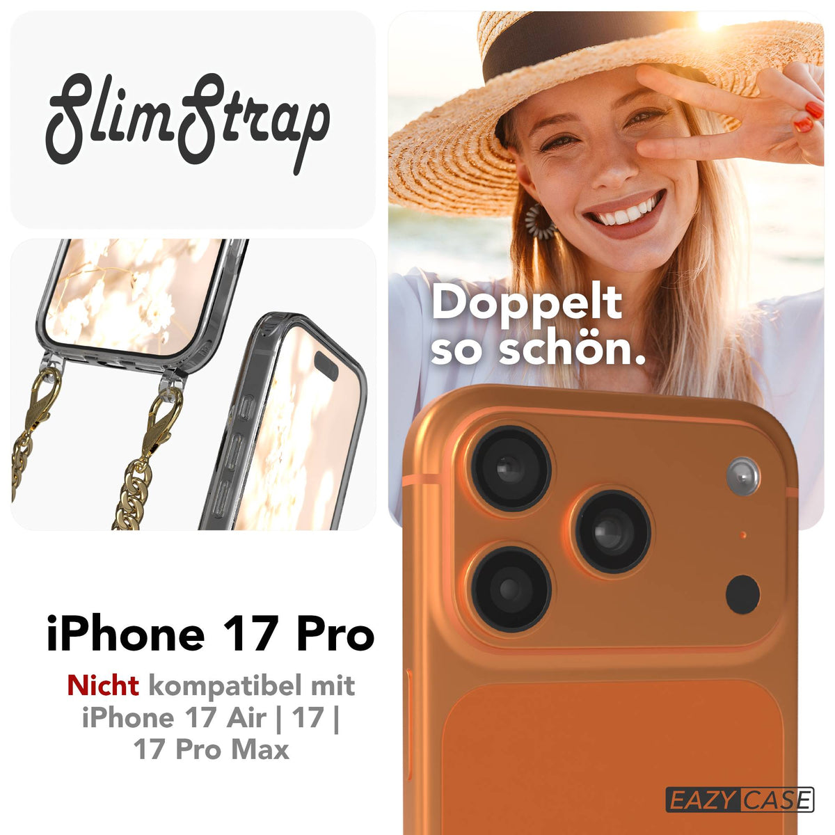 Apple iPhone 17 Pro Handykette Hülle mit Metallkette und Kordel MagSafe
