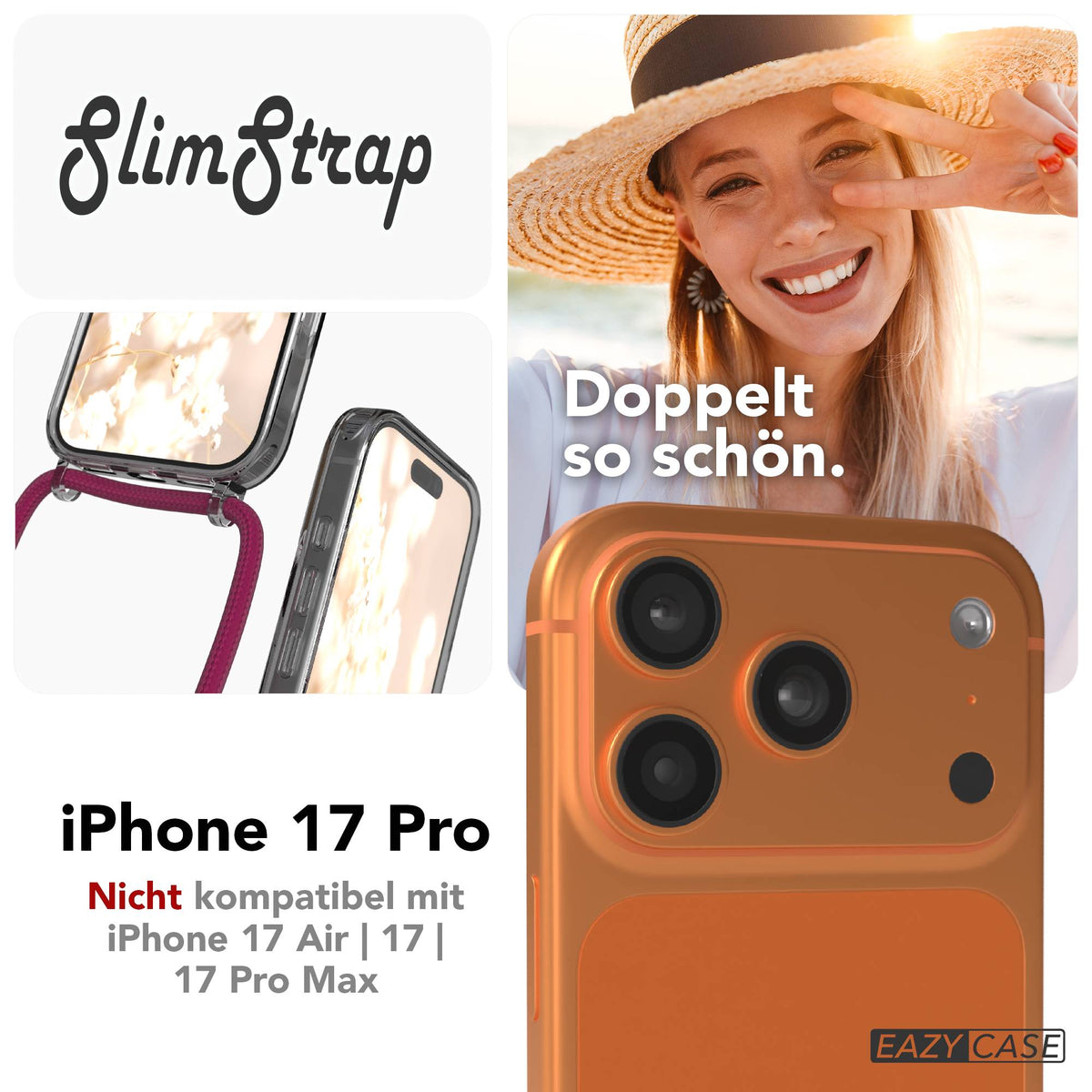 Apple iPhone 17 Pro transparente MagSafe Schutzhülle mit verstellbarer Handykette