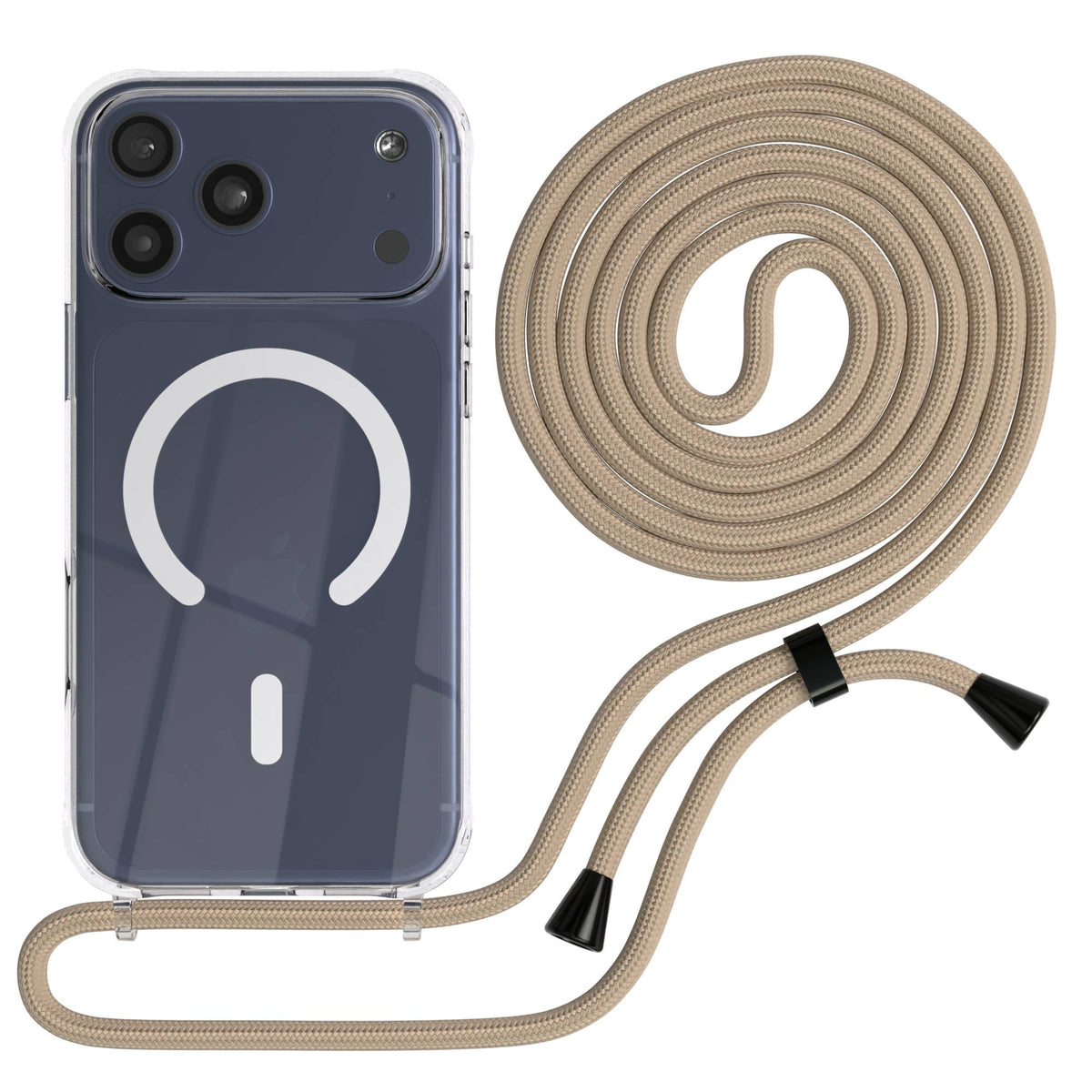 Transparente iPhone 17 Pro Max Schutzhülle mit verstellbarer Handykette und MagSafe