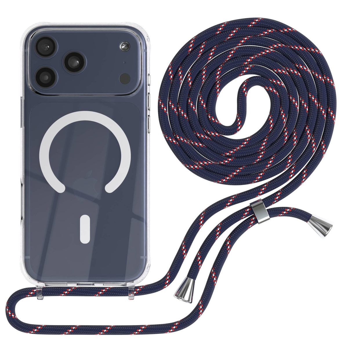 Transparente iPhone 17 Pro Max Schutzhülle mit verstellbarer Handykette und MagSafe