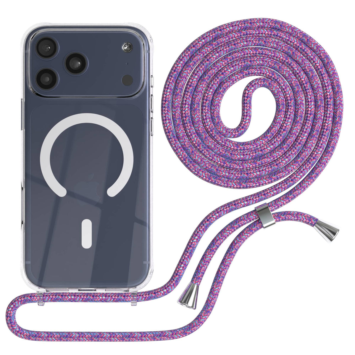 Transparente iPhone 17 Pro Max Schutzhülle mit verstellbarer Handykette und MagSafe