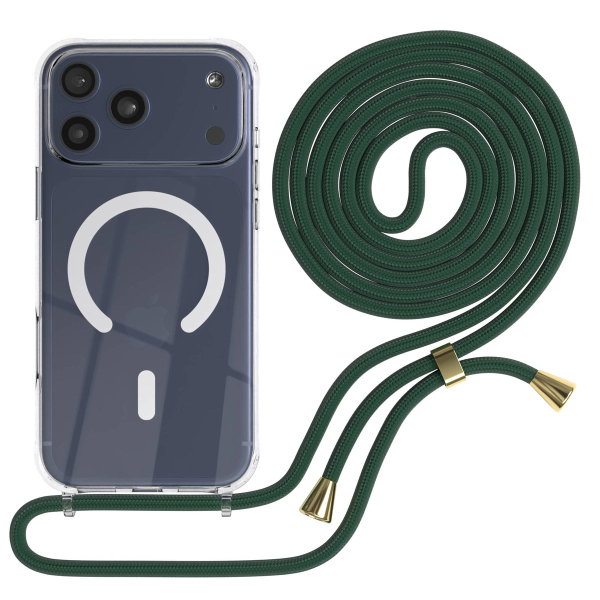 Transparente iPhone 17 Pro Max Schutzhülle mit verstellbarer Handykette und MagSafe