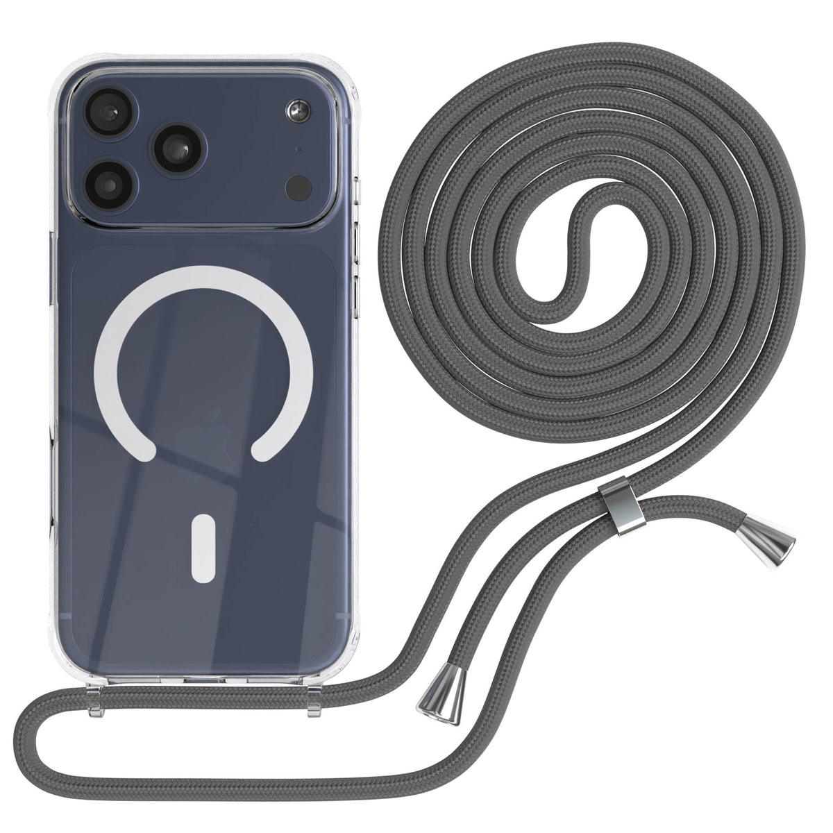 Transparente iPhone 17 Pro Max Schutzhülle mit verstellbarer Handykette und MagSafe