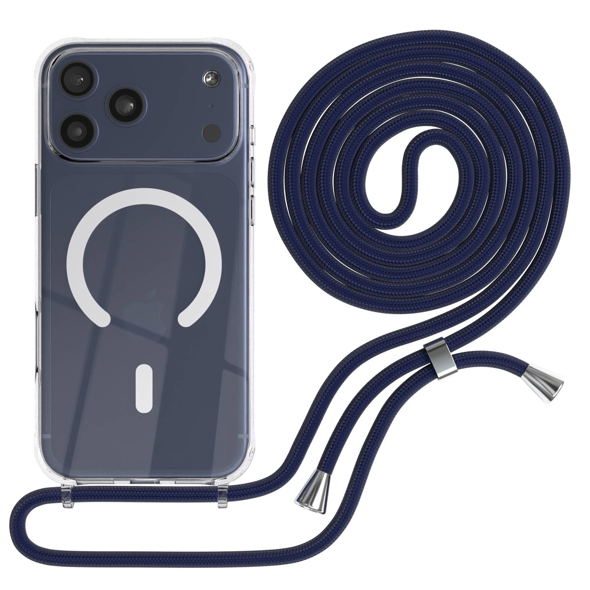 Transparente iPhone 17 Pro Max Schutzhülle mit verstellbarer Handykette und MagSafe