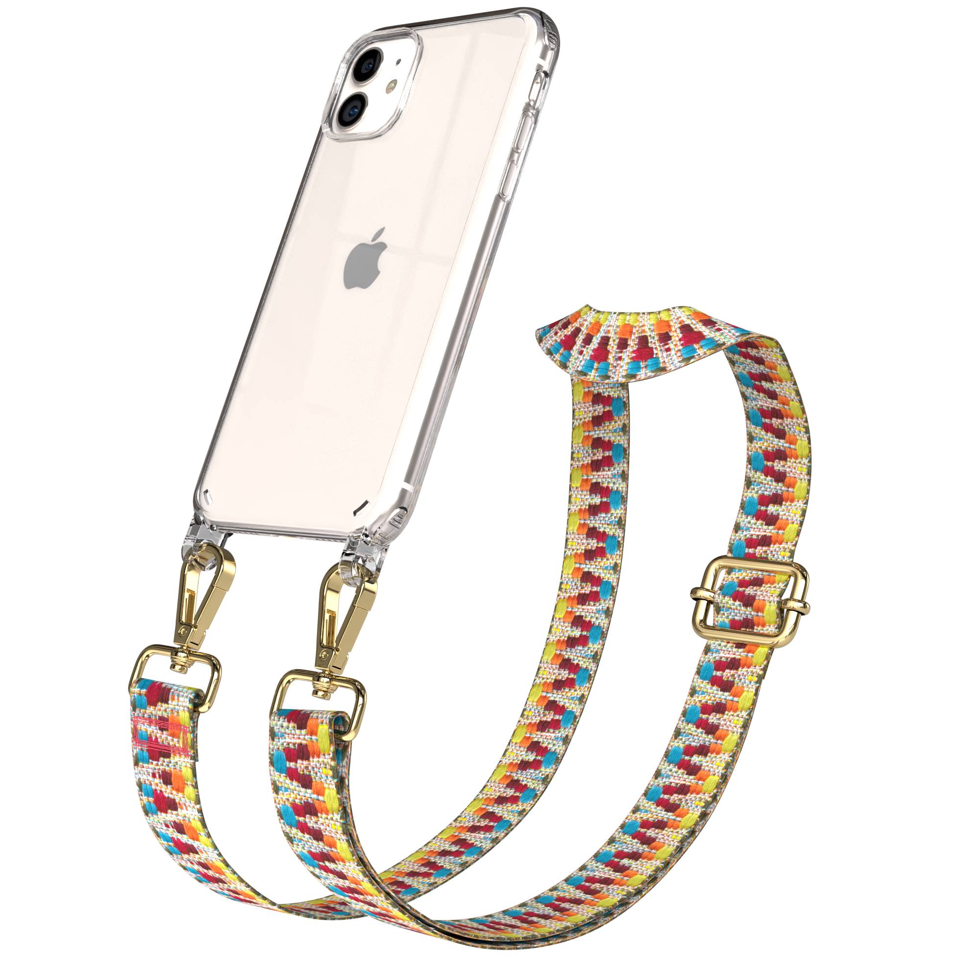 iPhone 11 Handykette verstellbar mit Boho Band Polyester Metallapplikationen 