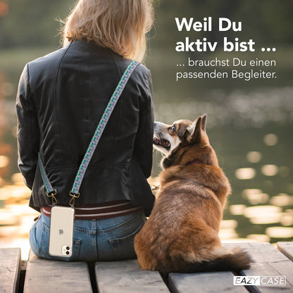 iPhone 11 Handykette verstellbar mit Boho Band Polyester Metallapplikationen 