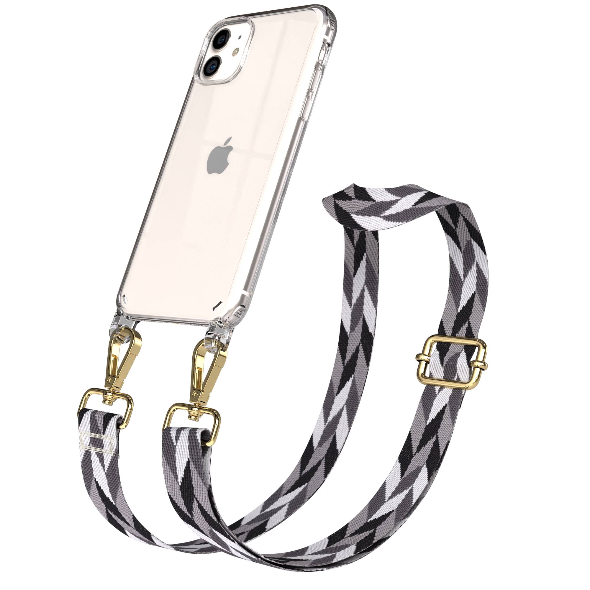 iPhone 11 Handykette verstellbar mit Boho Band Polyester Metallapplikationen 