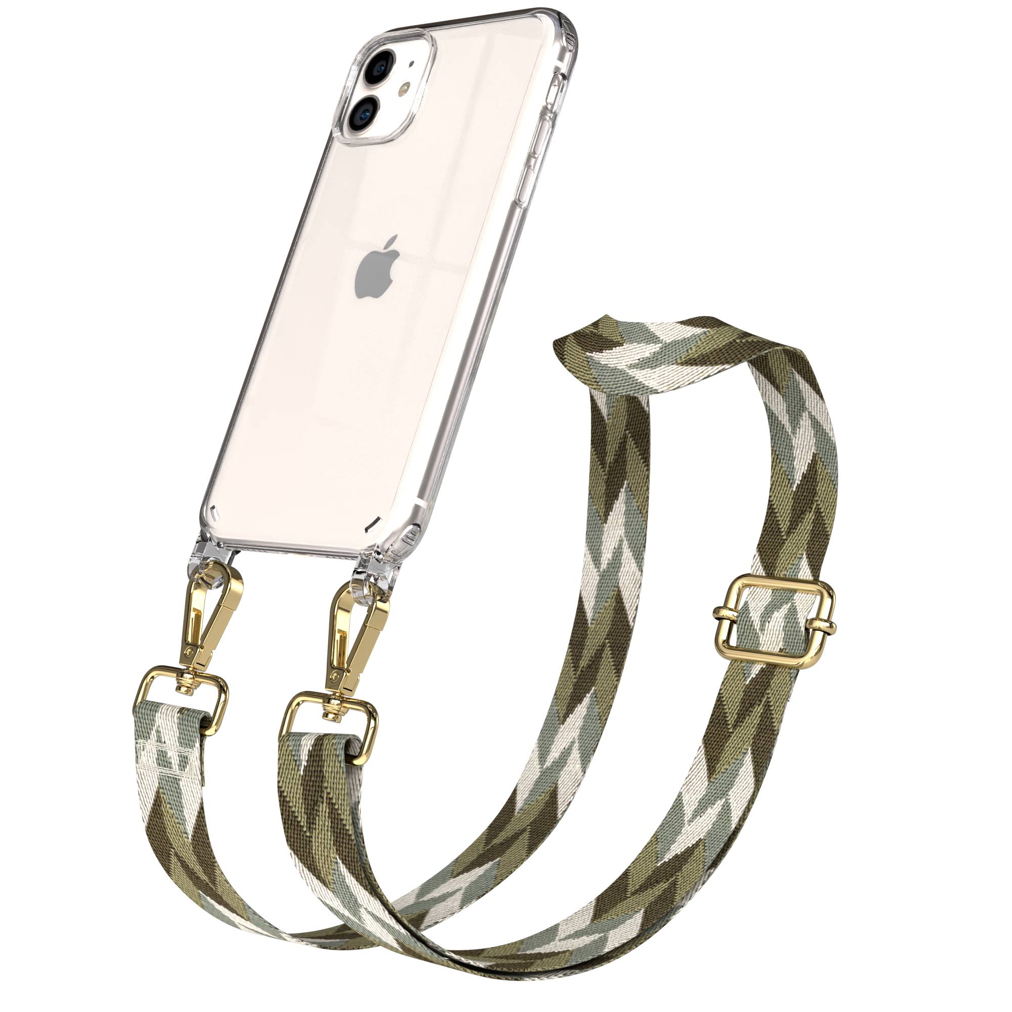 iPhone 11 Handykette verstellbar mit Boho Band Polyester Metallapplikationen 
