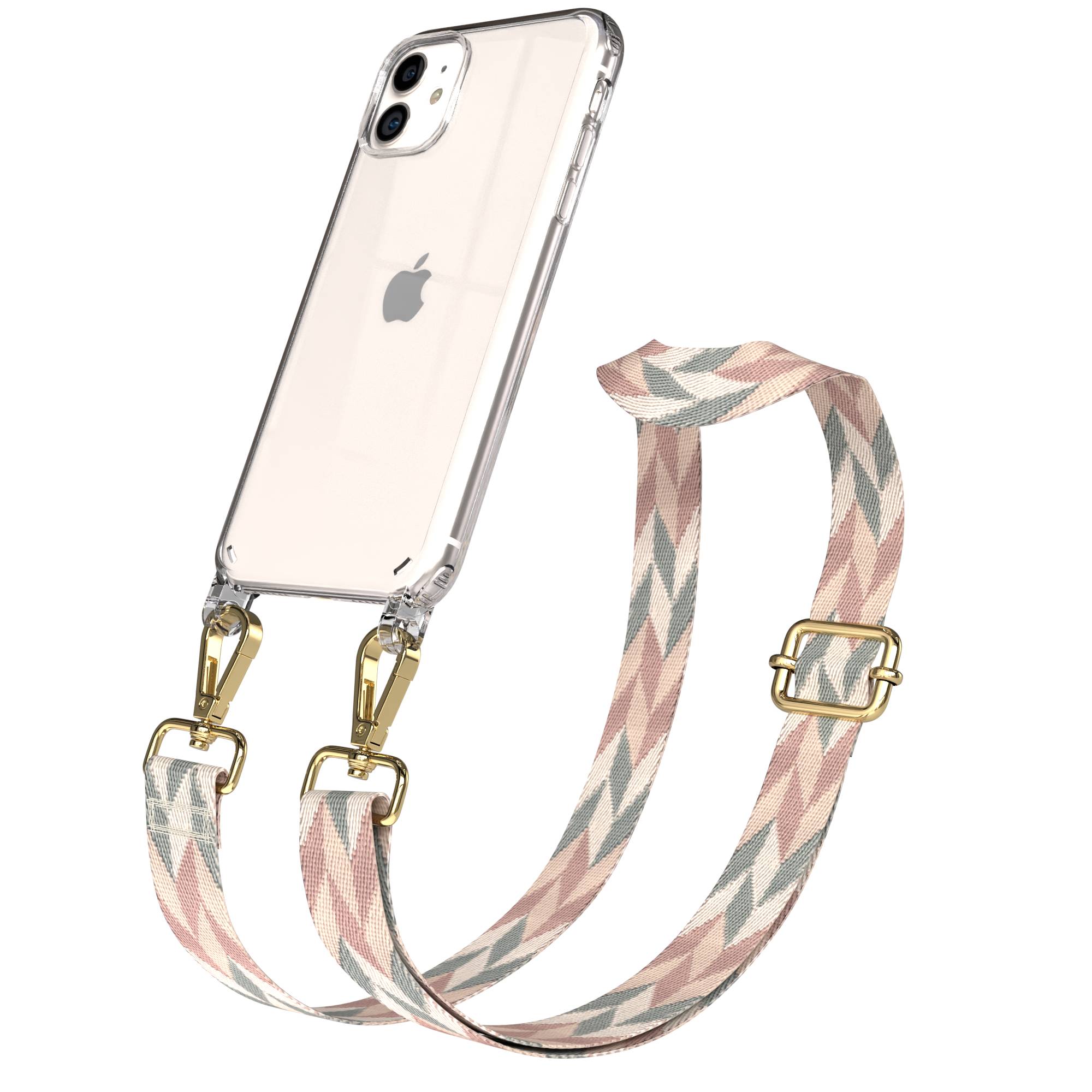 iPhone 11 Handykette verstellbar mit Boho Band Polyester Metallapplikationen 