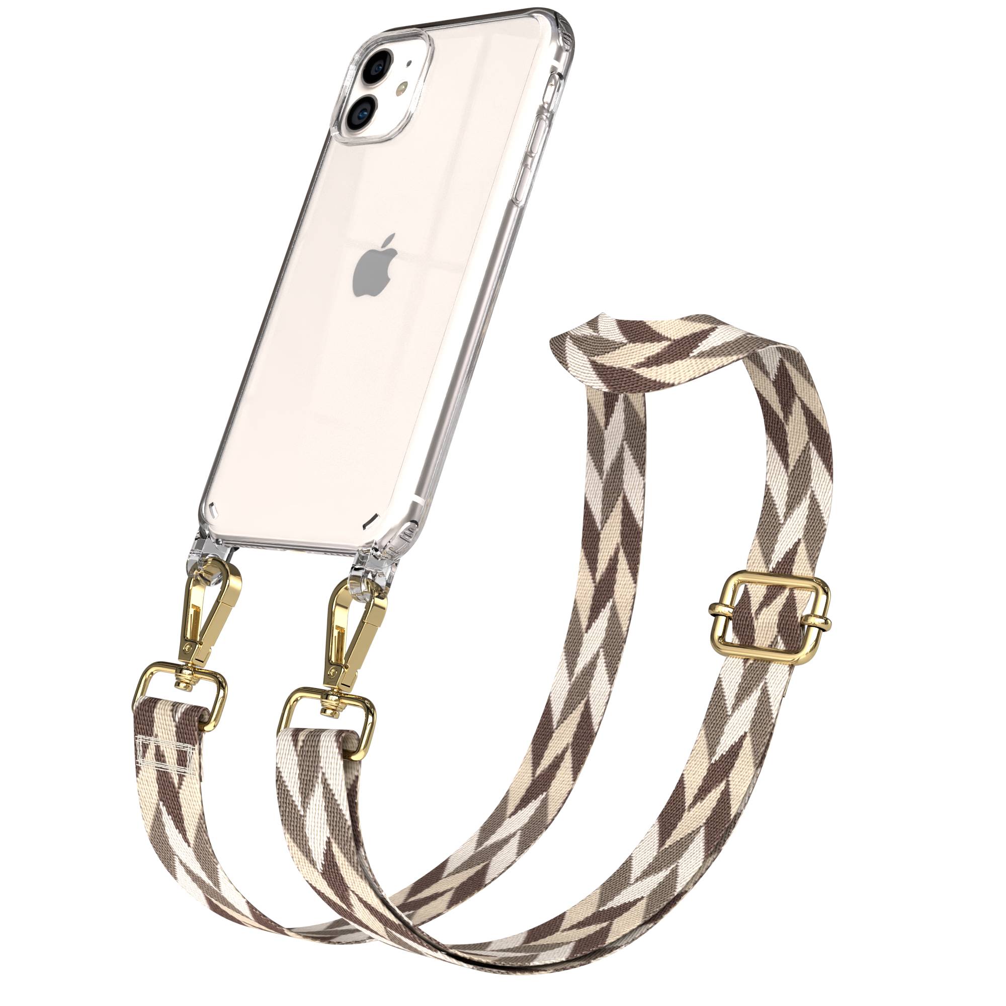 iPhone 11 Handykette verstellbar mit Boho Band Polyester Metallapplikationen 