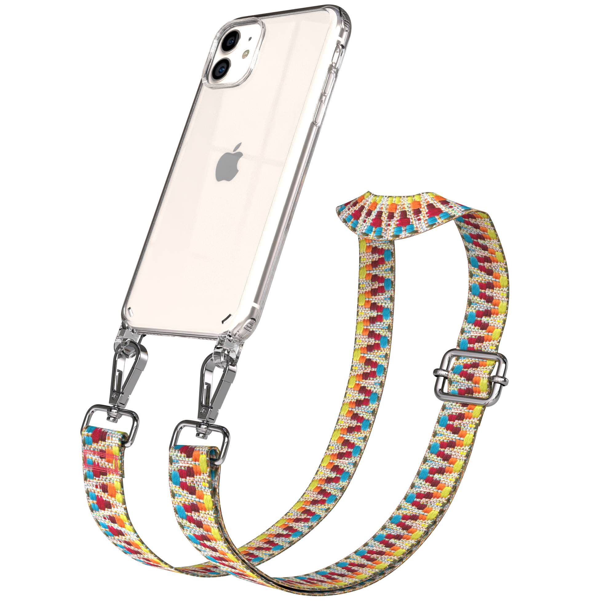 iPhone 11 Handykette verstellbar mit Boho Band Polyester Metallapplikationen 