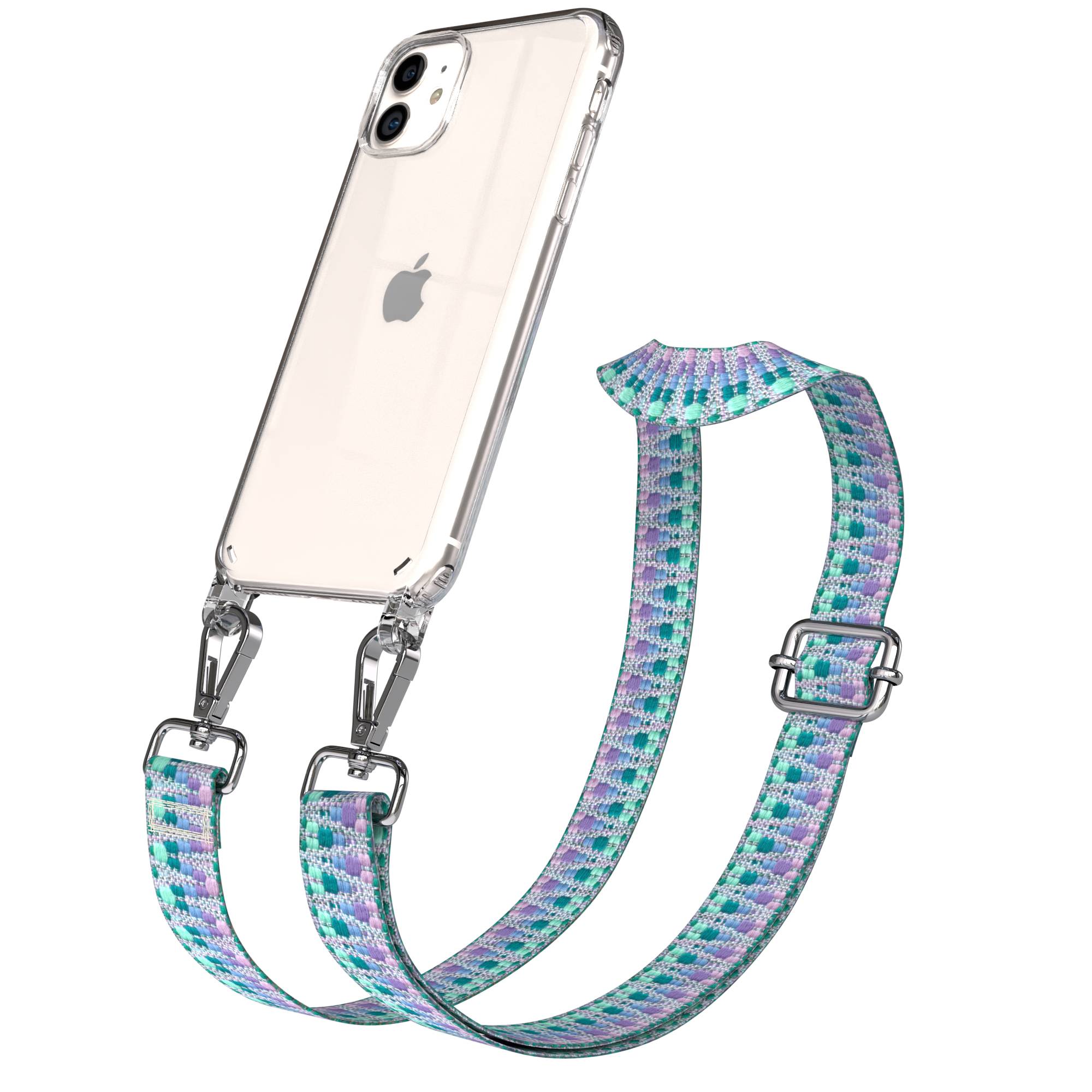 iPhone 11 Handykette verstellbar mit Boho Band Polyester Metallapplikationen 