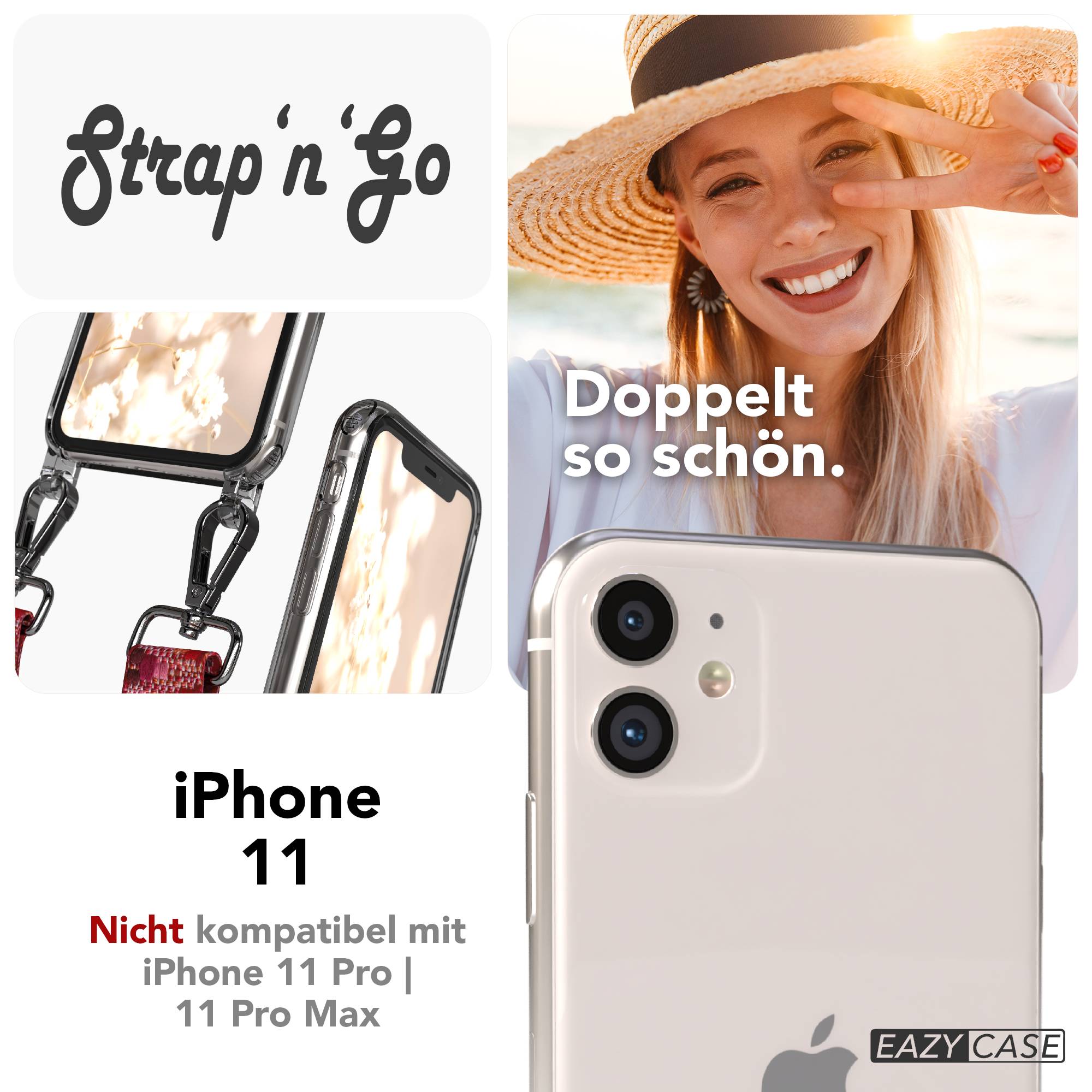 iPhone 11 Handykette verstellbar mit Boho Band Polyester Metallapplikationen 