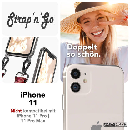 iPhone 11 Handykette verstellbar mit Boho Band Polyester Metallapplikationen 
