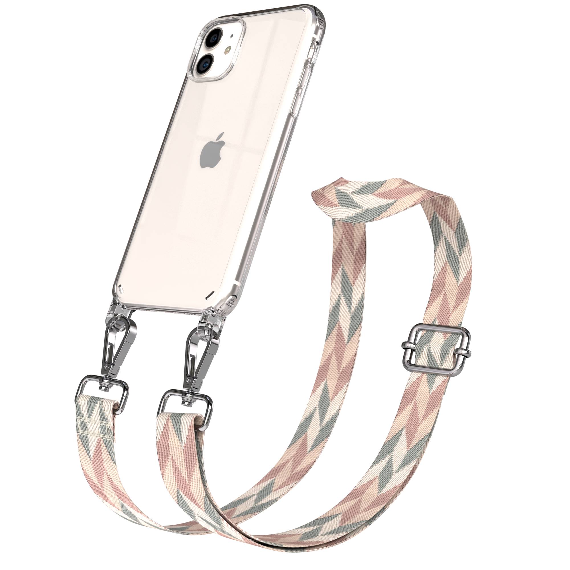 iPhone 11 Handykette verstellbar mit Boho Band Polyester Metallapplikationen 