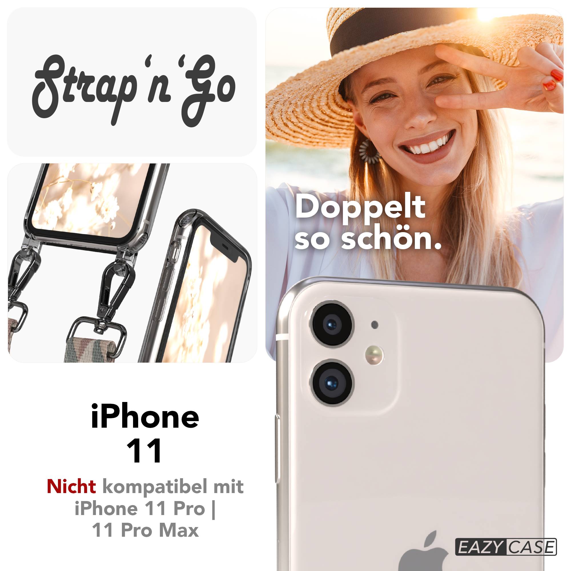iPhone 11 Handykette verstellbar mit Boho Band Polyester Metallapplikationen 