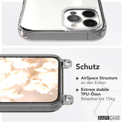 iPhone 12 Pro Handykette mit Boho Band und Metallapplikationen 