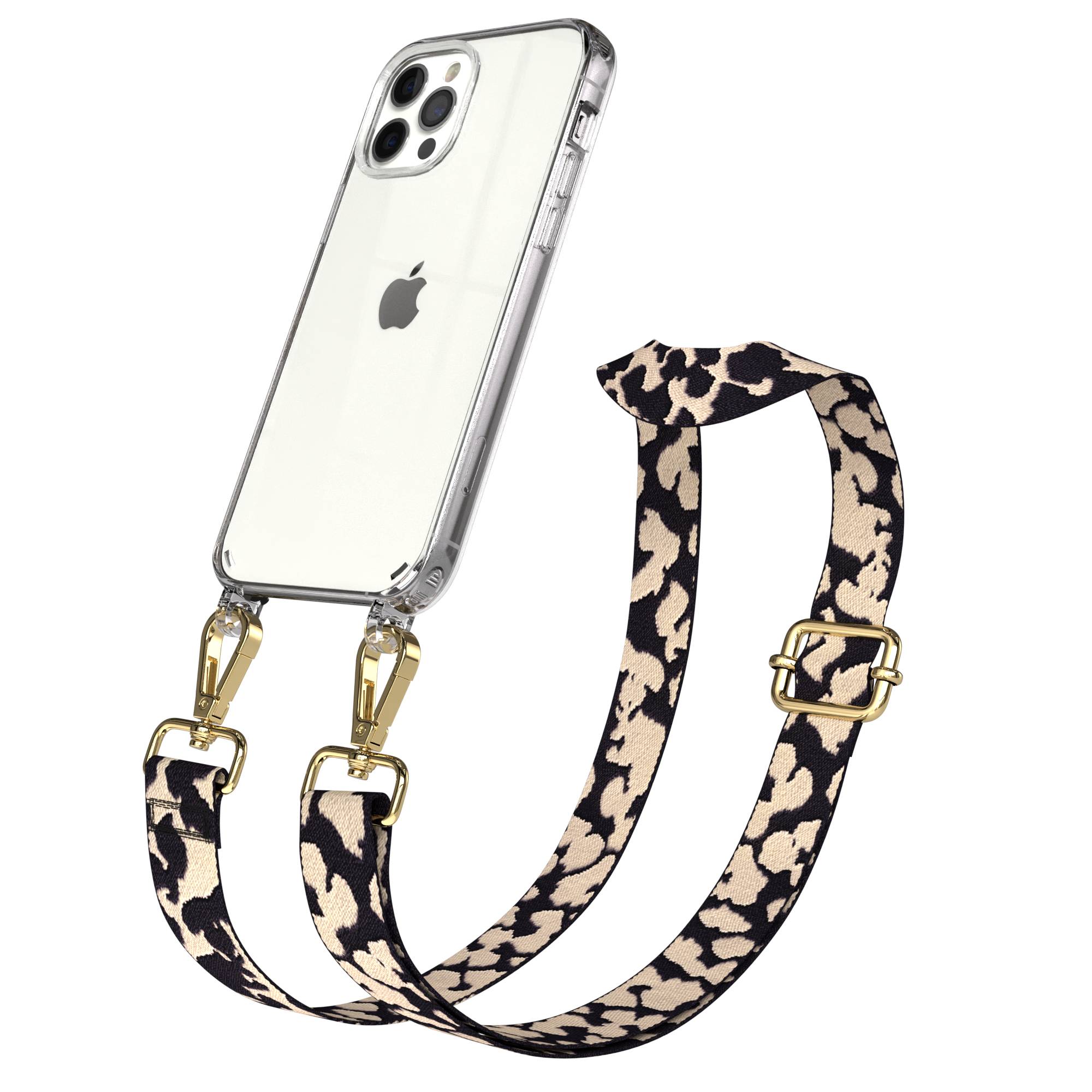 iPhone 12 Pro Handykette mit Boho Band und Metallapplikationen 