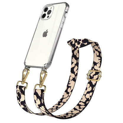 iPhone 12 Pro Handykette mit Boho Band und Metallapplikationen 